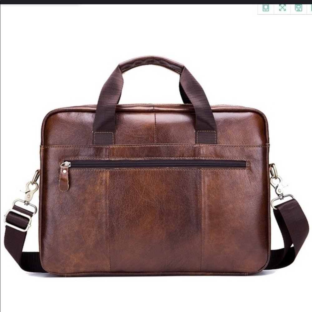 100% vintage genuine leather laptop briefcase